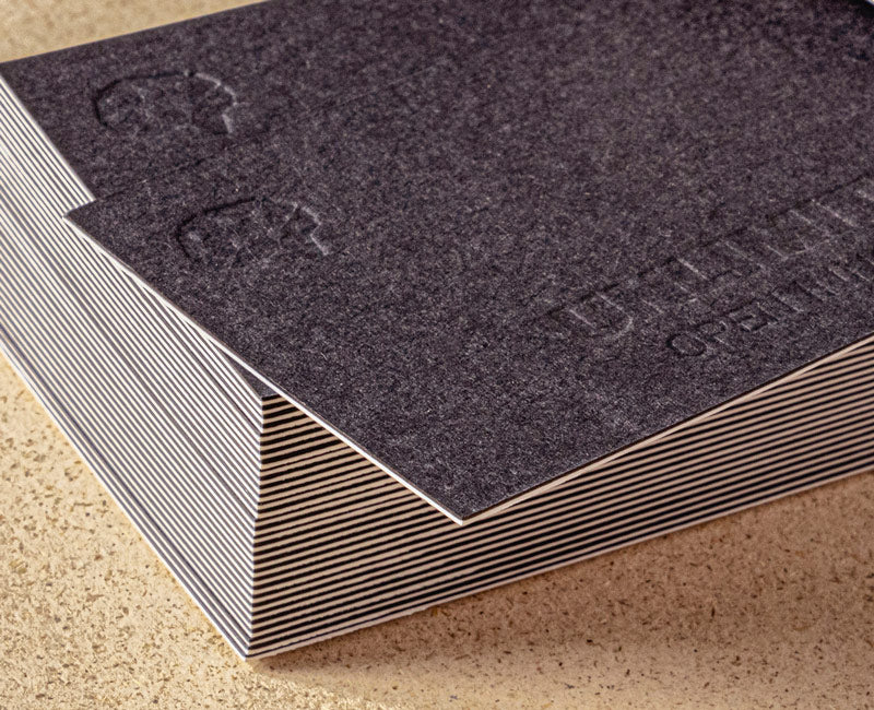tarjetas doble capa multicapa letterpress profundo hueco grabado