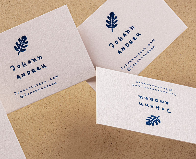 tarjetas letterpress en papel rugoso natural doble grosor