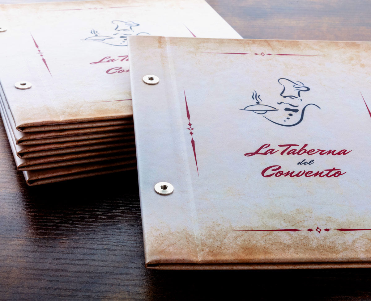cartas de restaurante A5 tapa dura con logotipo impreso personalizado
