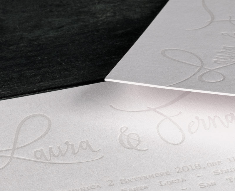 invitacion para boda en letterpress seco sin tinta bajo relieve hundido