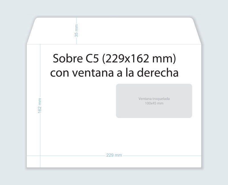 Sobres C5 «cuartilla» 1/2 A4 23x16 cms con impresión total | 100-10000 uds