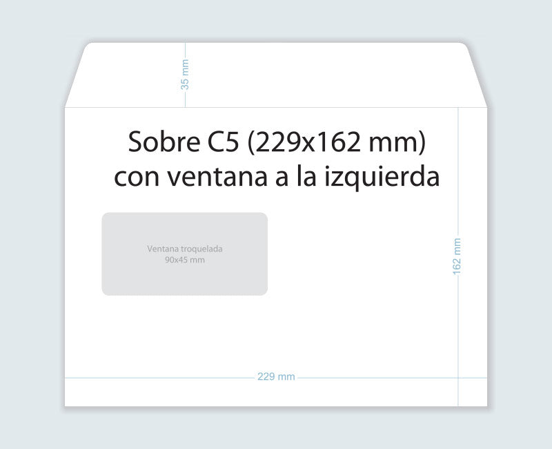 Sobres C5 «cuartilla» 1/2 A4 23x16 cms con impresión total | 100-10000 uds