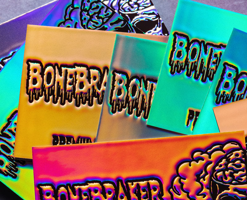 tarjetas acabado holografico metalizado iridiscente arcoiris tornasol