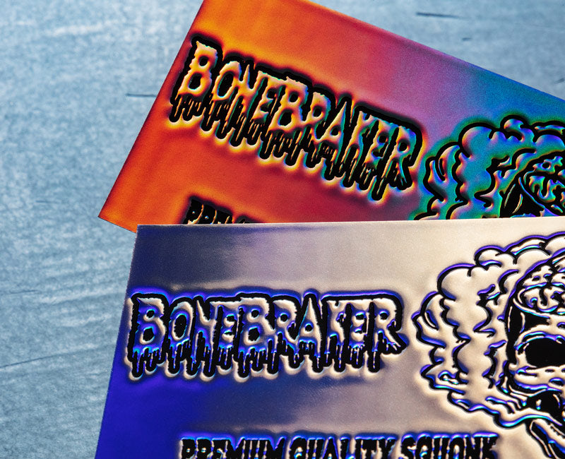 tarjetas acabado tornasol estampación holográfica iridiscente
