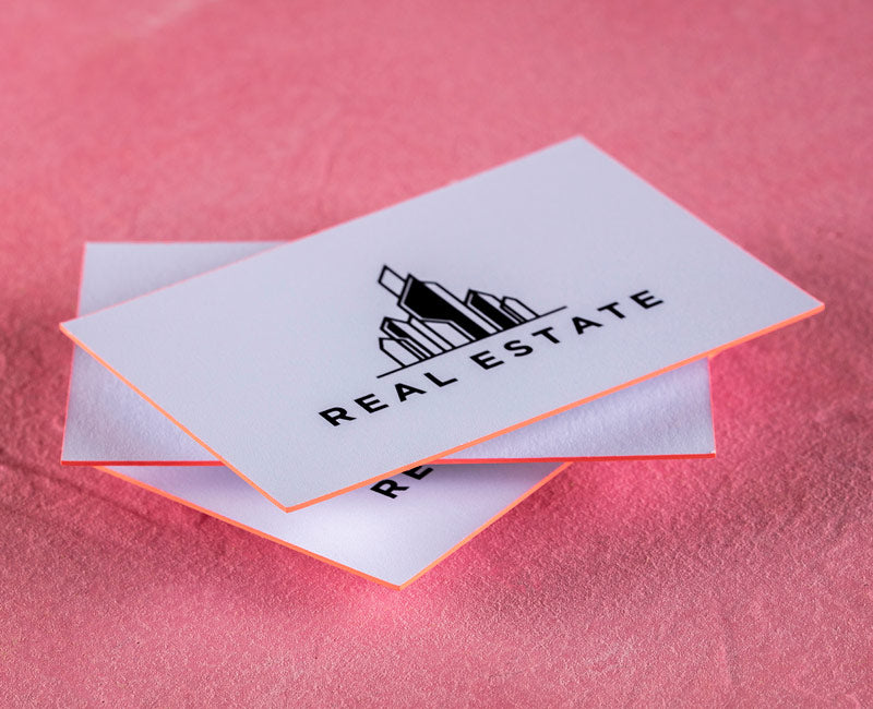 tarjetas en papel natural de algodon canto pintado fluor rosa