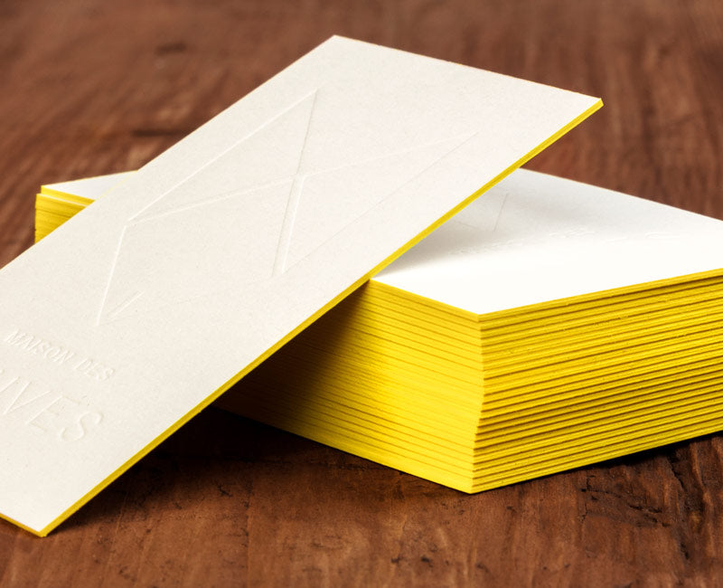 tarjetas de visita letterpress con bordes coloreados